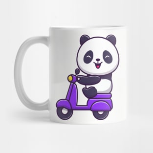 Cute Panda Riding Scooter Cartoon Mug